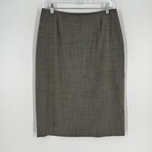 Lafayette 148 New York 100% Wool Staight Pencil Skirt Womens 12 Gray Midi Slit
